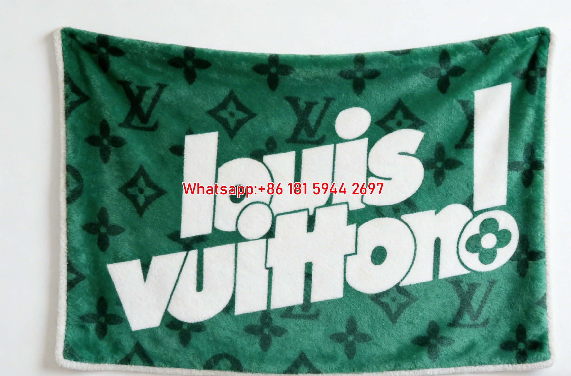 Green LV Monogram Flannel Blanket Louis Vuitton Print Throw Blanket 038